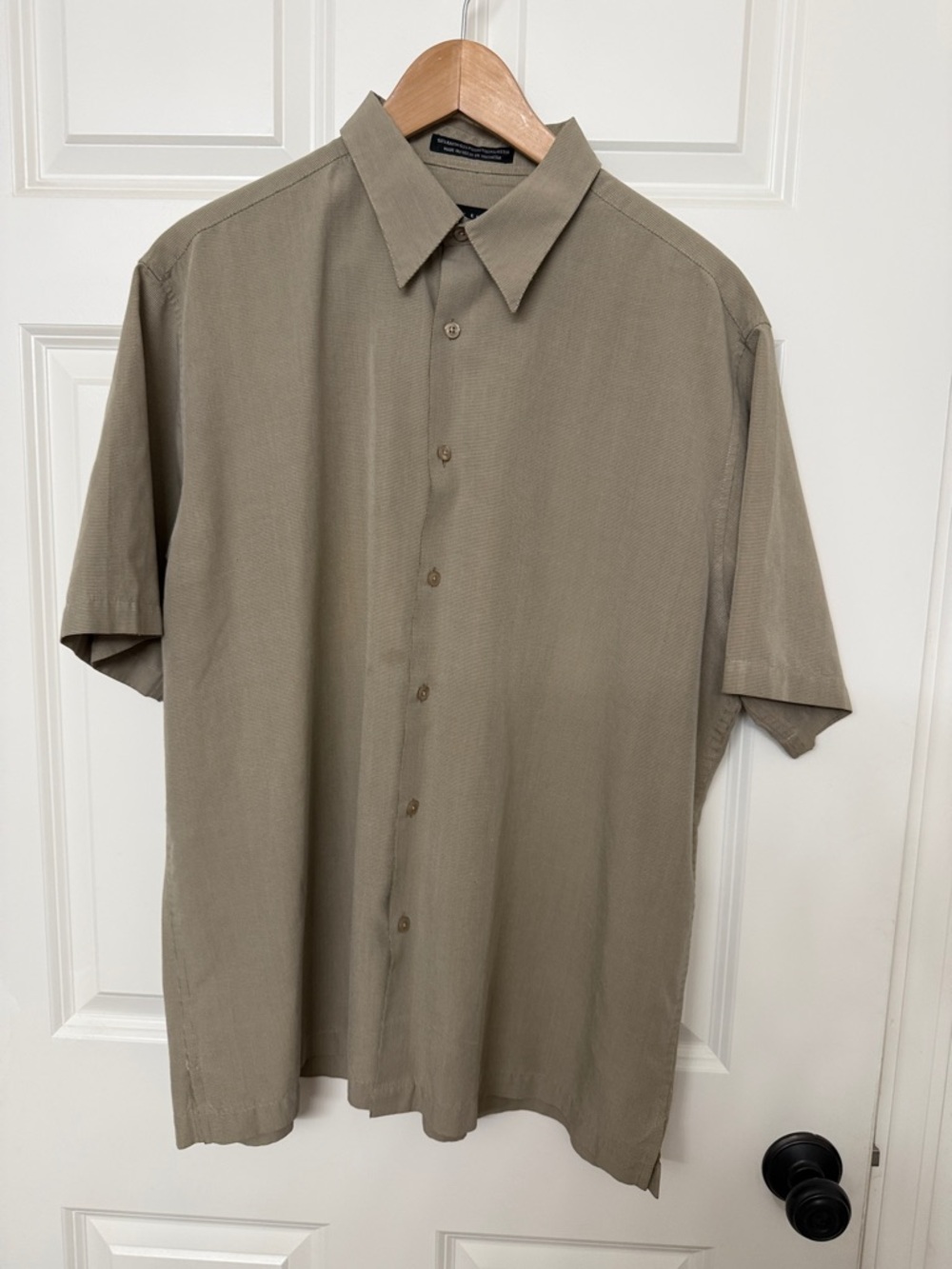 Perry Ellis Short-Sleeve Button-Down Shirt in Olive